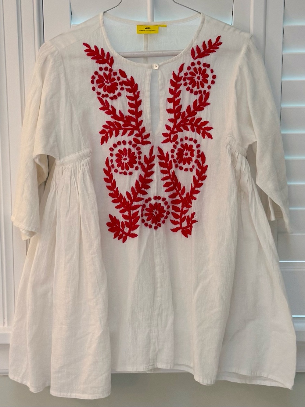 Roberta Roller Rabbit White Tunic with Pink Embroidered Motif